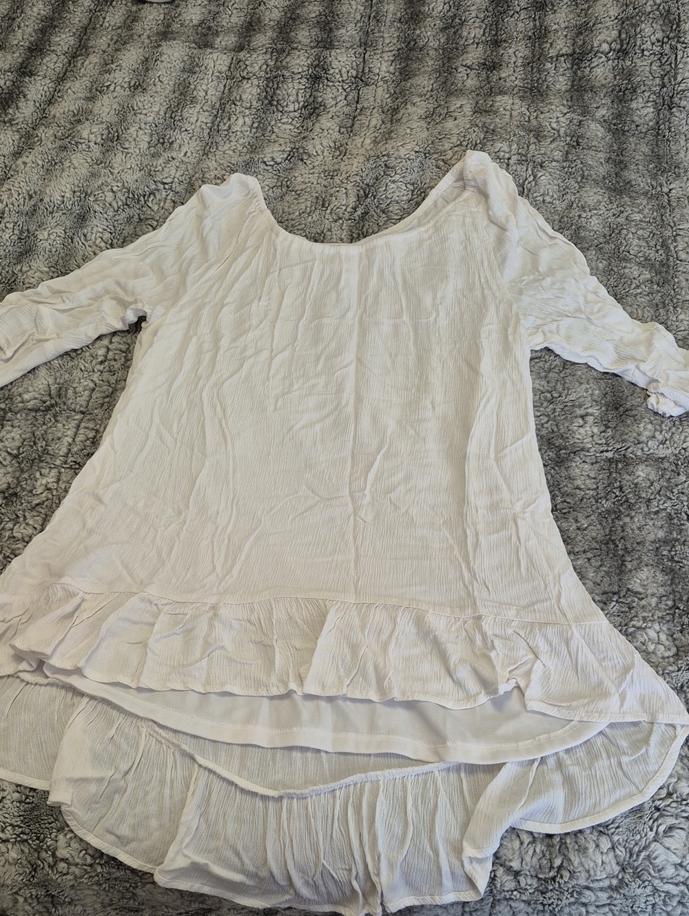 Nina Leaonard 🖤 Women's White Ruffle Hem Tunic (1012)